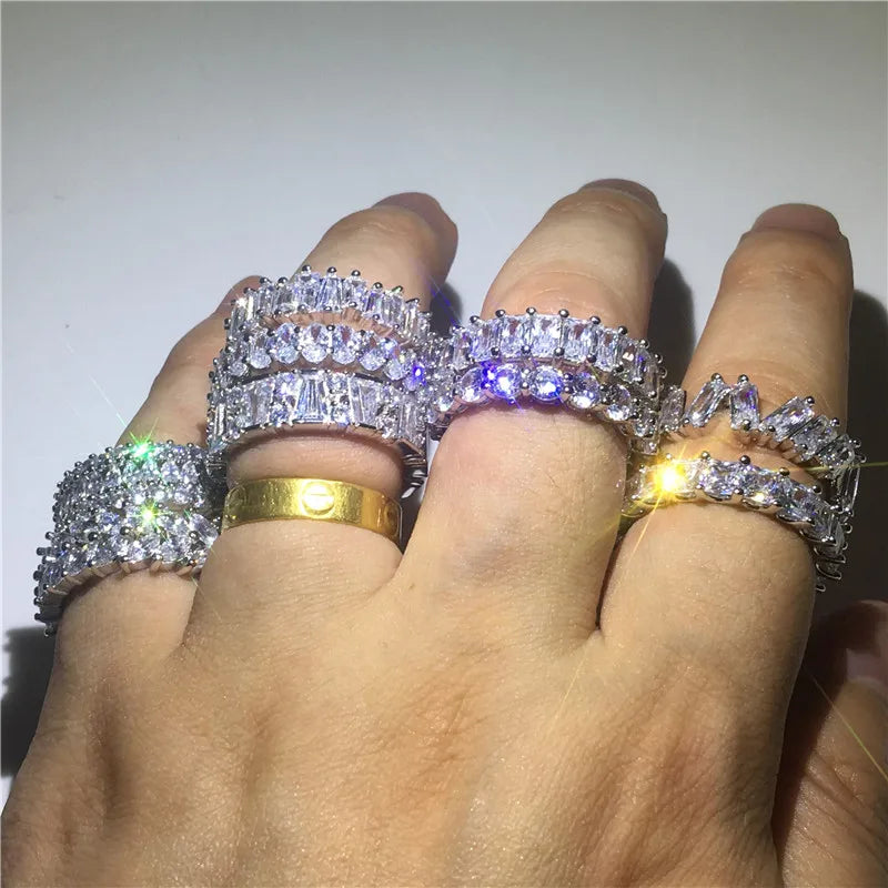 Wholesale Eternity Band Promise ring 925 Sterling silver Diamond cz Engagement Wedding Rings for women Men Finger Party Jewelry