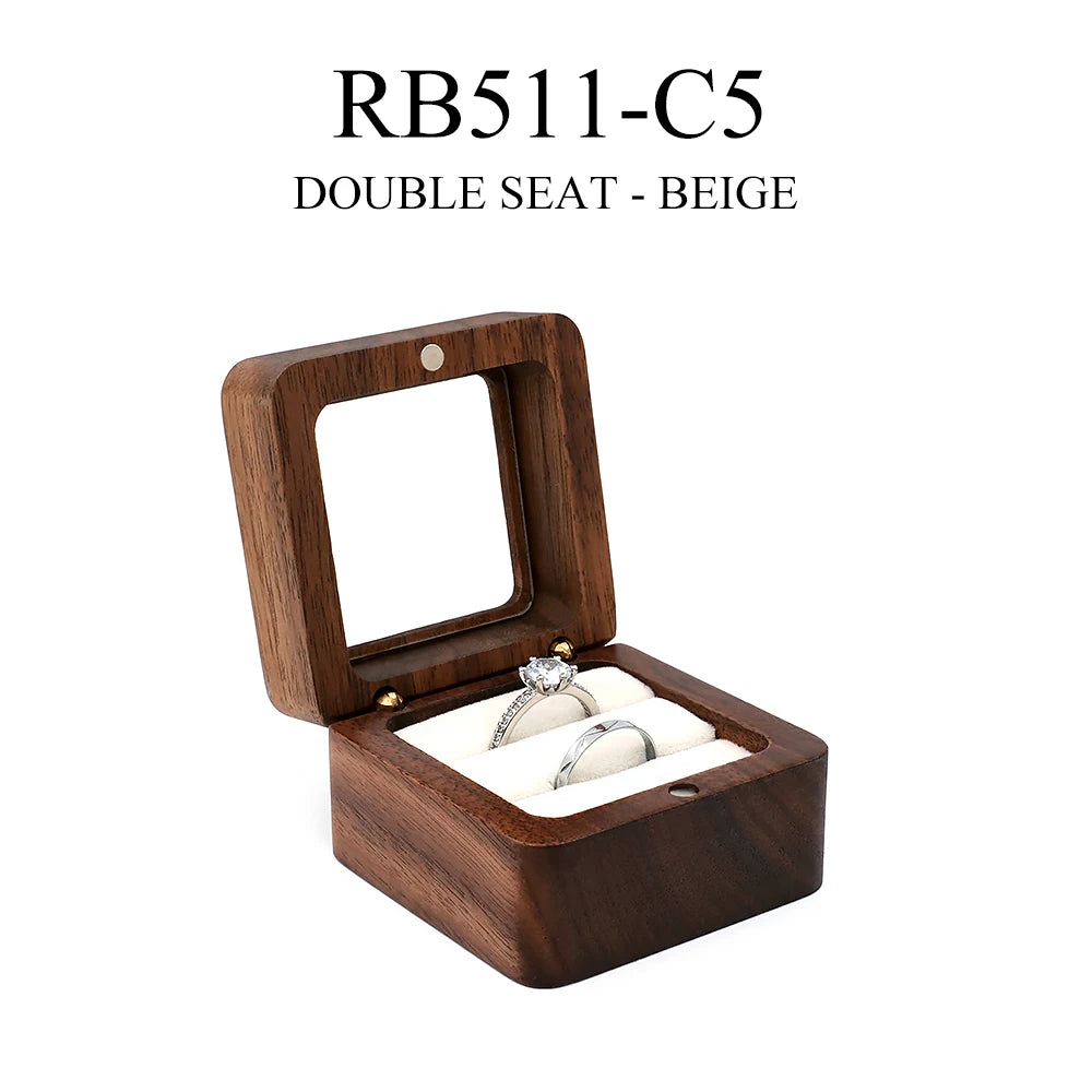 Wood Ring Box Wedding Jewelry Organizer Gift Box Personalized Engraving Proposal Ring Holder Bracelet Earring Packaging