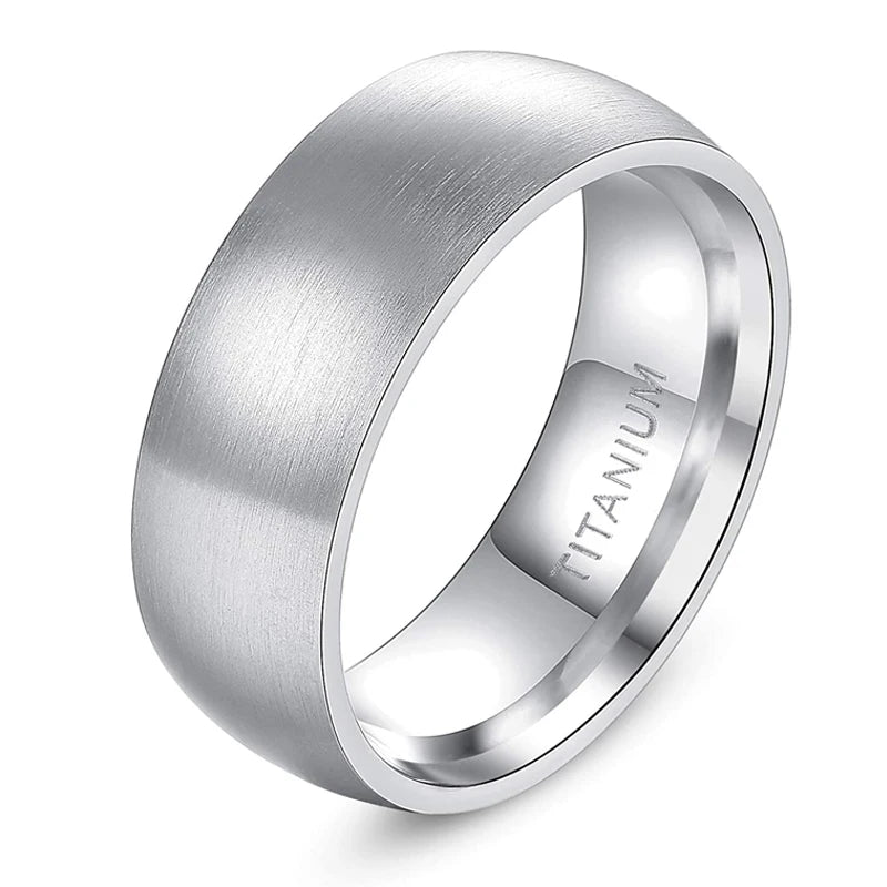 Tigrade 4/6/8mm Brushed Simple Silver/Black Color Titanium Ring Men Minimalist Wedding Band Engagement Rings Women Male Jewelry