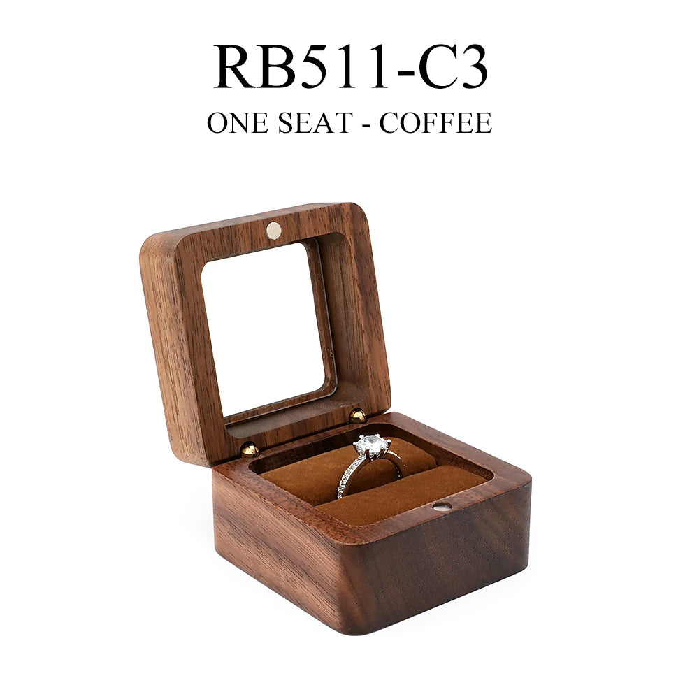Wood Ring Box Wedding Jewelry Organizer Gift Box Personalized Engraving Proposal Ring Holder Bracelet Earring Packaging