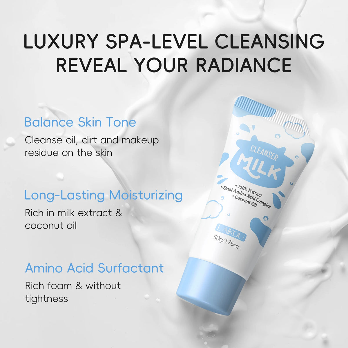 LAIKOU Milk Cleansing Bar Gentle Face Body Soap Nourishing Treatment Even Skin Tone Facial Bar 80g