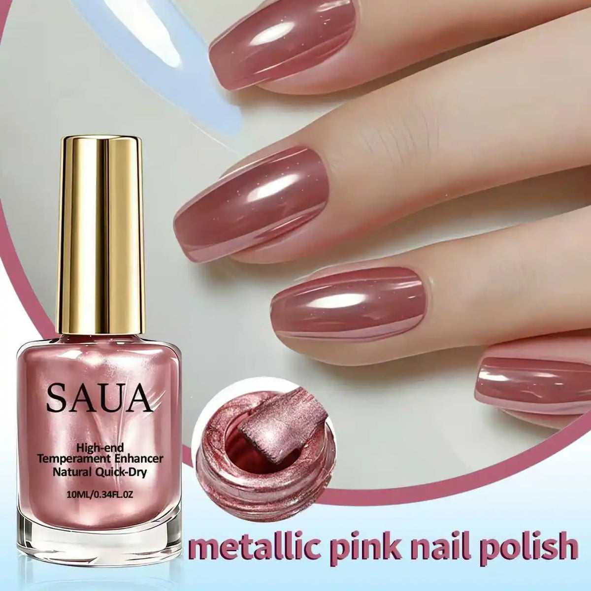 Rose Gold Metal Nail Polish, Fast Drying, No Baking, Lasting Improvement of Beauty, No Need for Light Nail Polish