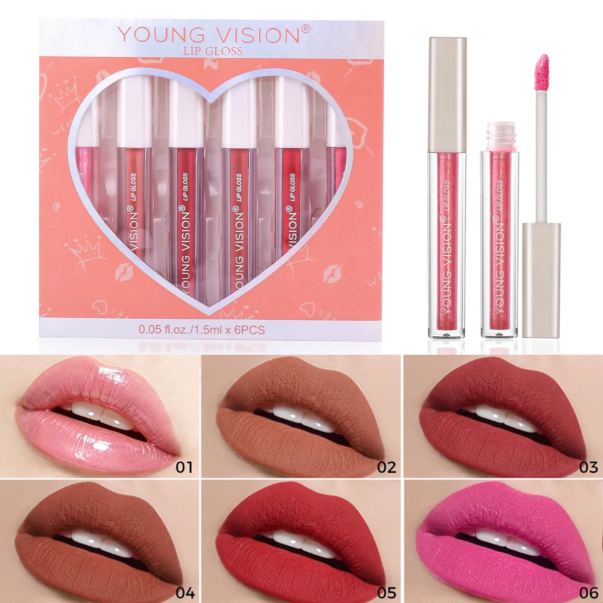6Pcs/8Pcs Matte Lip Gloss Set – Long-Lasting Waterproof Lipstick, Anti-Sweat Non-Stick Liquid Lip Color, Highly Pigmented Lip Makeup