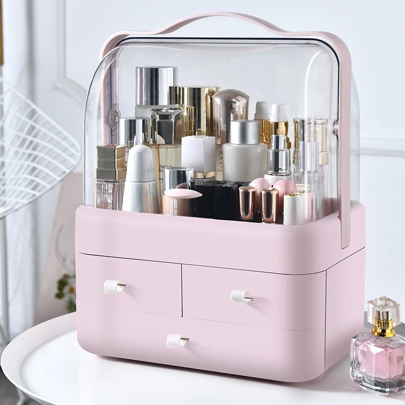 Dust-Proof Desktop Makeup Organizer with Drawer for Skin Care Products,Display case, Storage Box Shelf