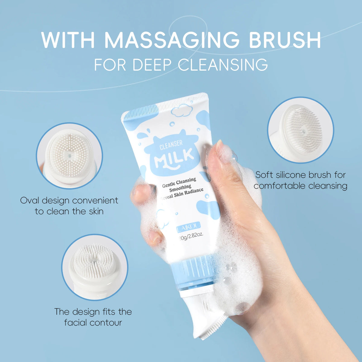 LAIKOU Milk Cleansing Bar Gentle Face Body Soap Nourishing Treatment Even Skin Tone Facial Bar 80g
