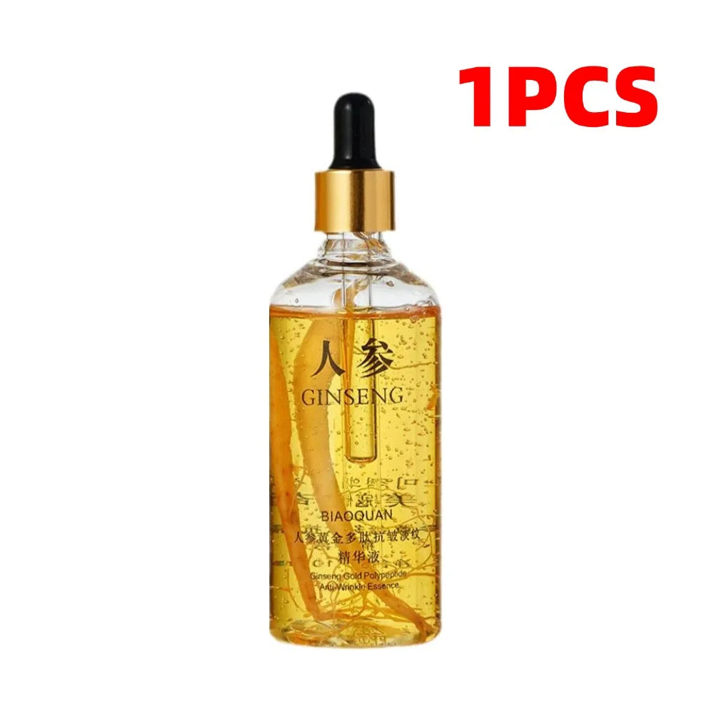 Gold Ginseng Face Serum 100ml Polypeptide Lightening Skin Moisturizing Facial Serum Smoothing Skin Care Products Deep Hydration