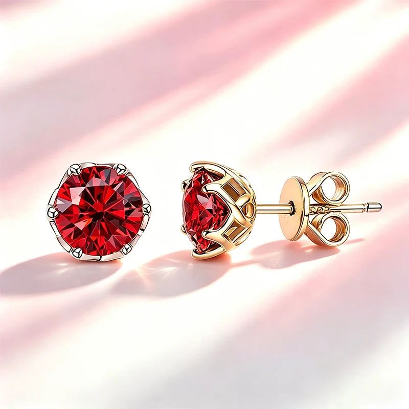 Classic 100% Moissanite Stud Earrings with Lace Six-Prong High-End Texture Elegant and Stylish Earrings