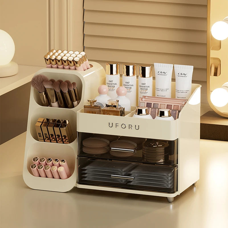 Uforu Back to School Cosmetics Storage Box - Large Capacity, Multifunctional Organizer for Student Dorm Room Tables