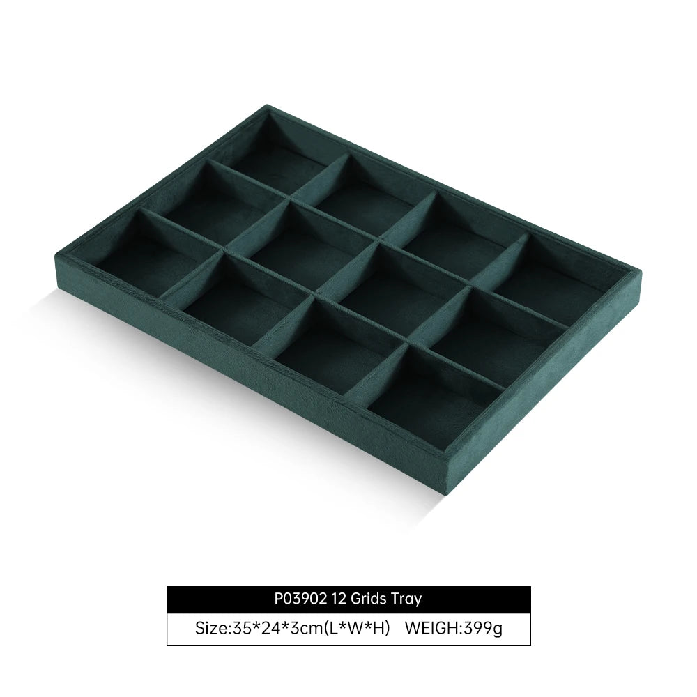 Yinbeini Velvet Ring Earring Bracelet Necklace Display Tray Table Top Stackable Drawer Storage Jewelry Organizer Tray P038