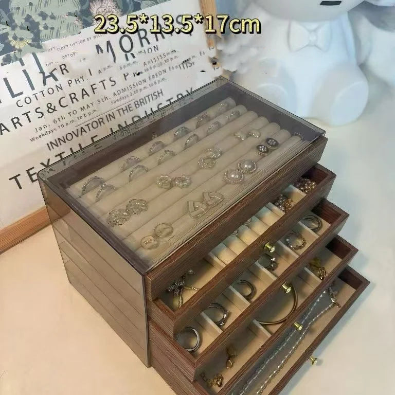 Multi-Layer Large Capaci Jewelry Box Der Design Earring Stud Ring Nelace Holder Ele Desktop Organizer