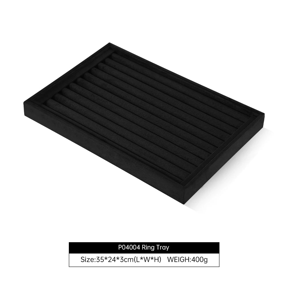 Yinbeini Velvet Ring Earring Bracelet Necklace Display Tray Table Top Stackable Drawer Storage Jewelry Organizer Tray P038