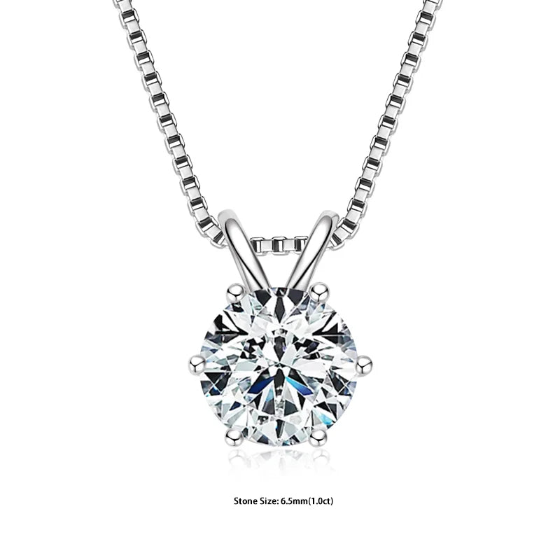 RAPRGOLD Certified 0.5-5ct Moissanite Pendant Necklaces S925 Sterling Silver Solitaire Necklace Chains For Women Jewellry Gifts