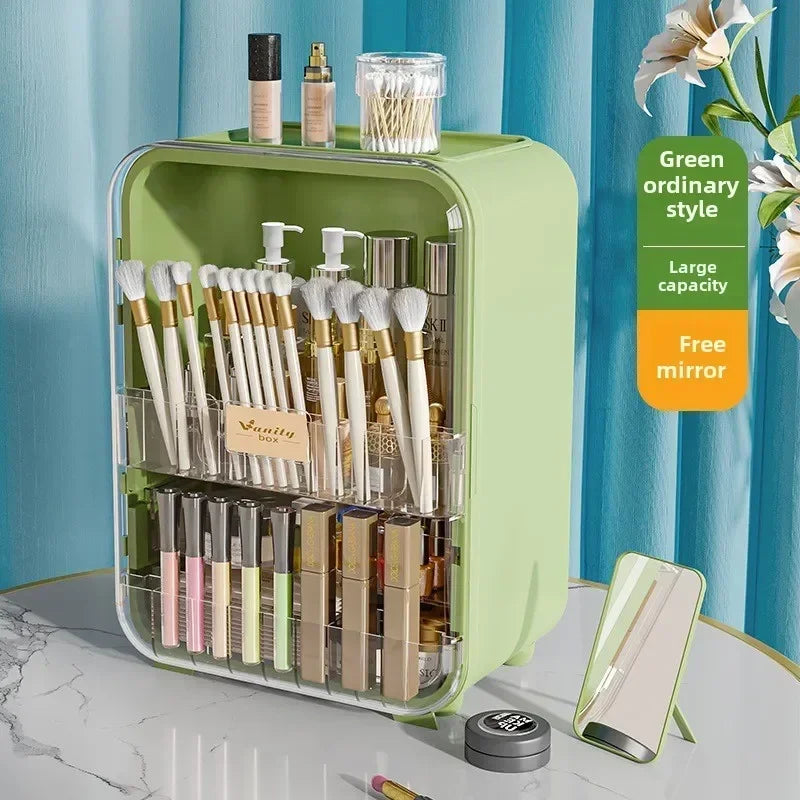 Large Cosmetic Storage Box Make Up Organizer Light Luxury Desktop Capacity Dustproof Storage Rack Household Vanity