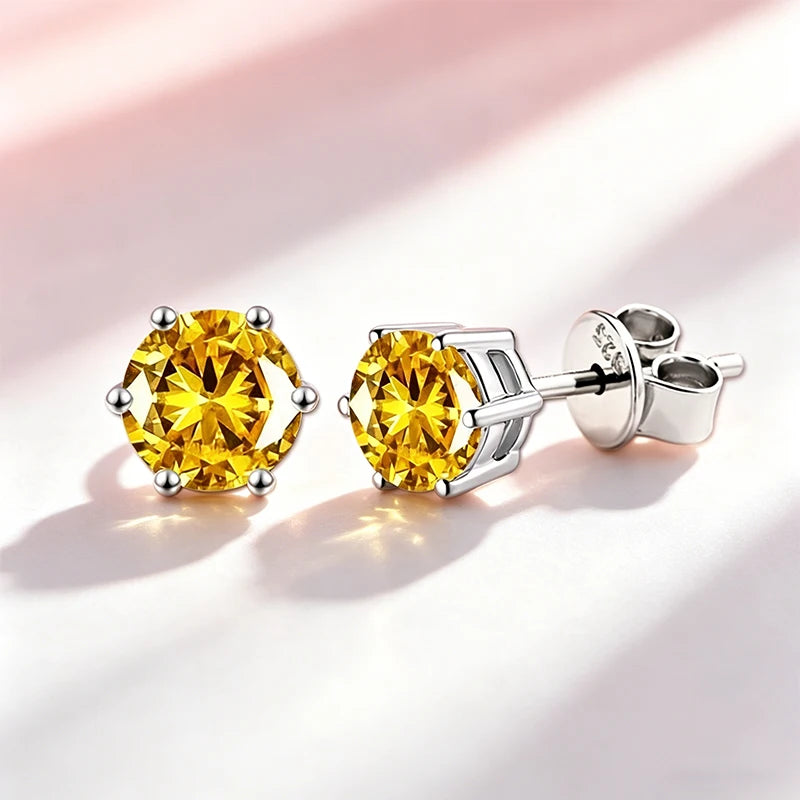 Classic 100% Moissanite Stud Earrings with Lace Six-Prong High-End Texture Elegant and Stylish Earrings
