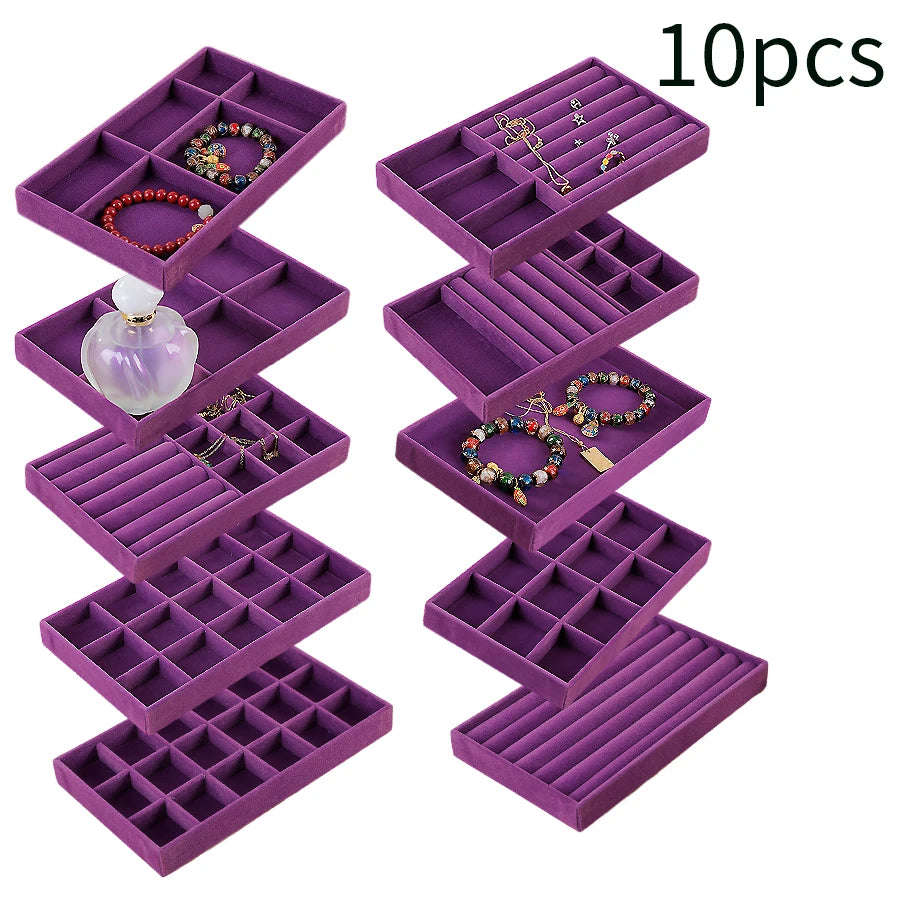 1 Set, (Including 8PCS) Flocking Jewelry Box Jewelry Tray