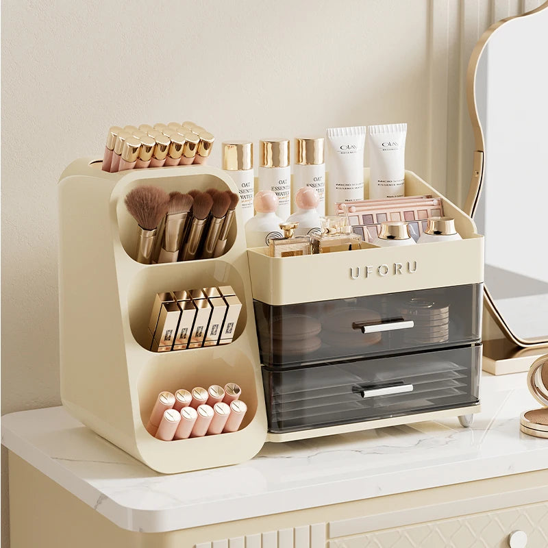 Uforu Back to School Cosmetics Storage Box - Large Capacity, Multifunctional Organizer for Student Dorm Room Tables