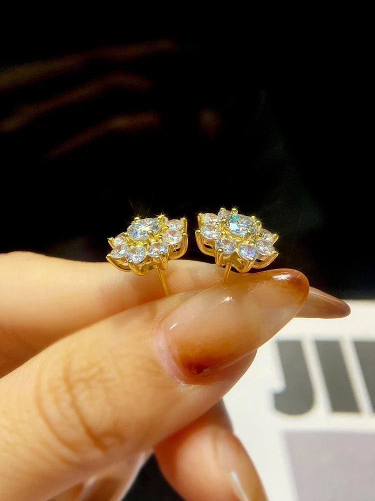 0.5CT Moissanite Diamond Flower Earrings for Women 925 Sterling Silver Solitaire Eternity Wedding Party Jewelry