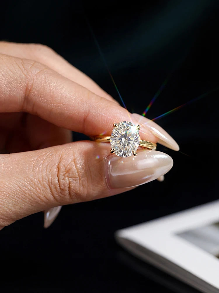 Fashion 1-2 Carat Brilliant Oval Moissanite Diamond Engagement Wedding Rings for Women 925 Sterling Silver Fine Jewelry