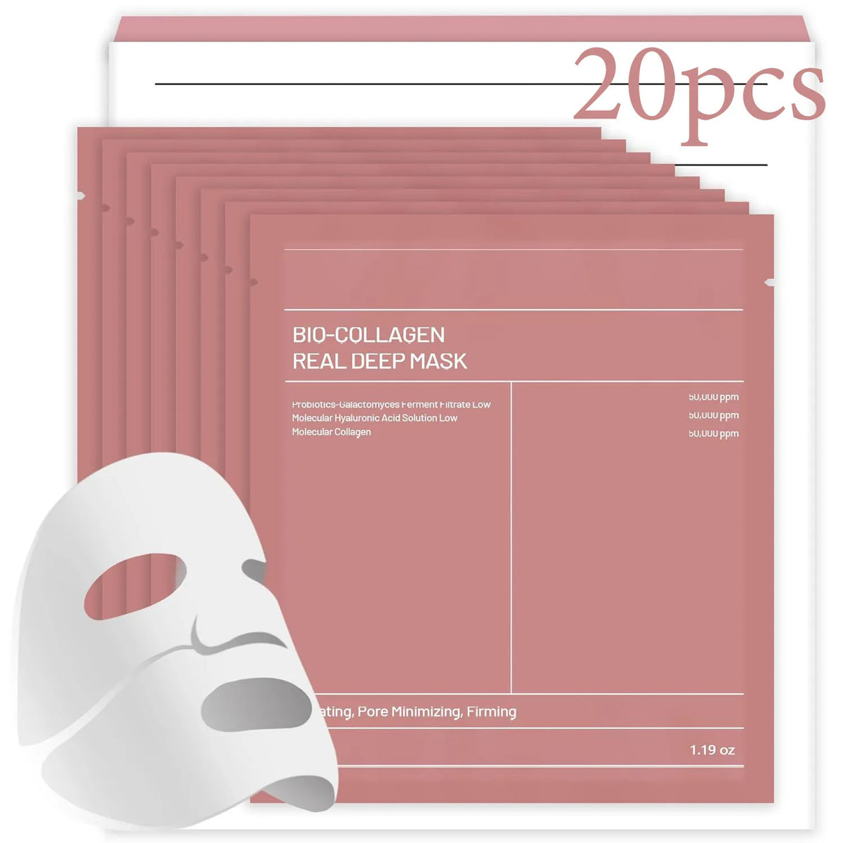 Bio-Collagen Real Face Mask Overnight Hydrating Deep Hydration Soothing Firming Masks Sheet for All Skin Types Skincare