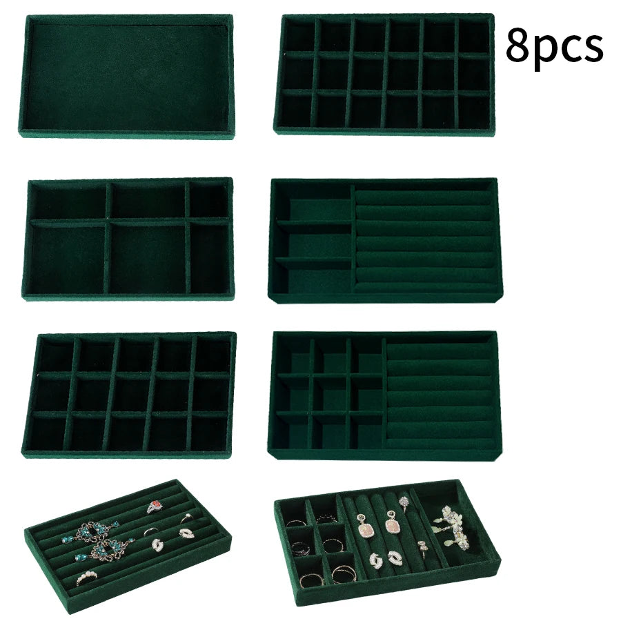 1 Set, (Including 8PCS) Flocking Jewelry Box Jewelry Tray