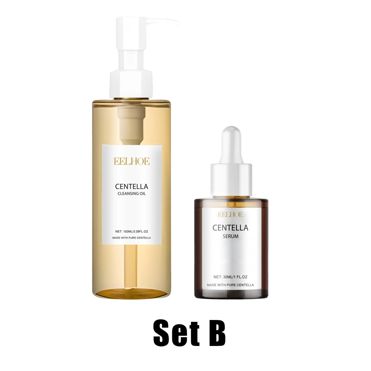Korean Centella Asiatica 24H Skincare Set Cica Serum Face Wash Cleansing Oil Facial Care Set Soothing Refresh Smooth K-beauty