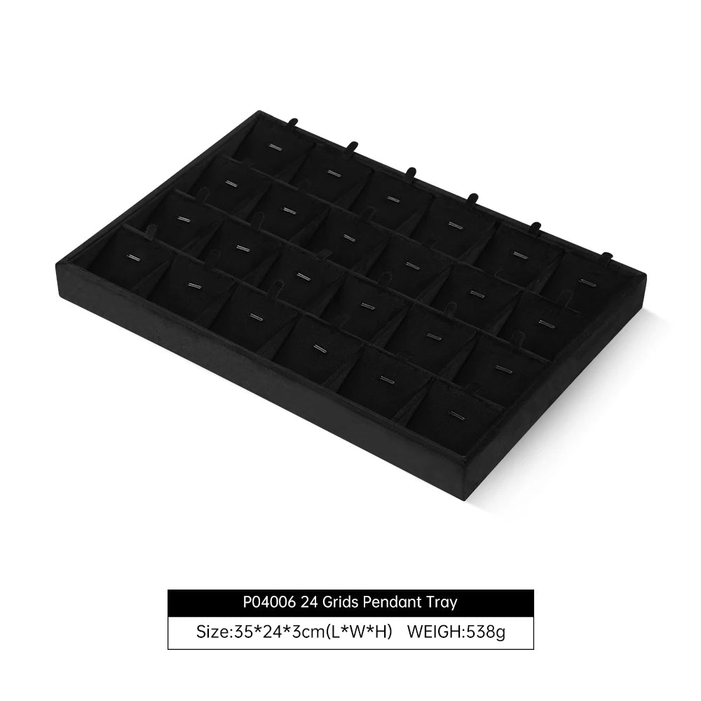 Yinbeini Velvet Ring Earring Bracelet Necklace Display Tray Table Top Stackable Drawer Storage Jewelry Organizer Tray P038