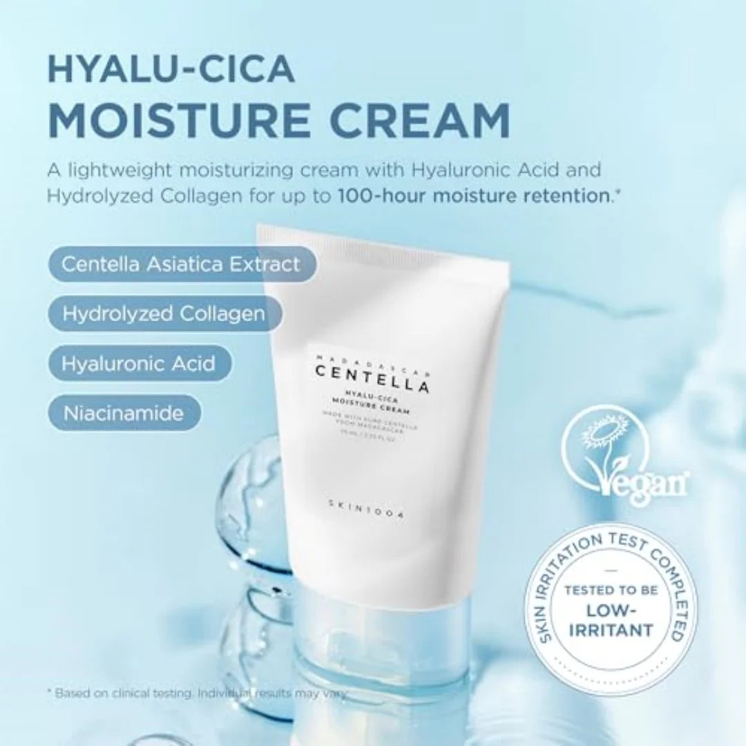 SKIN1004 Hyalu-Cica Moisture Cream Face Moisturizer Hyalu Cica Intense Hydration for Dry Dehydrated Skin Korean Skin Care
