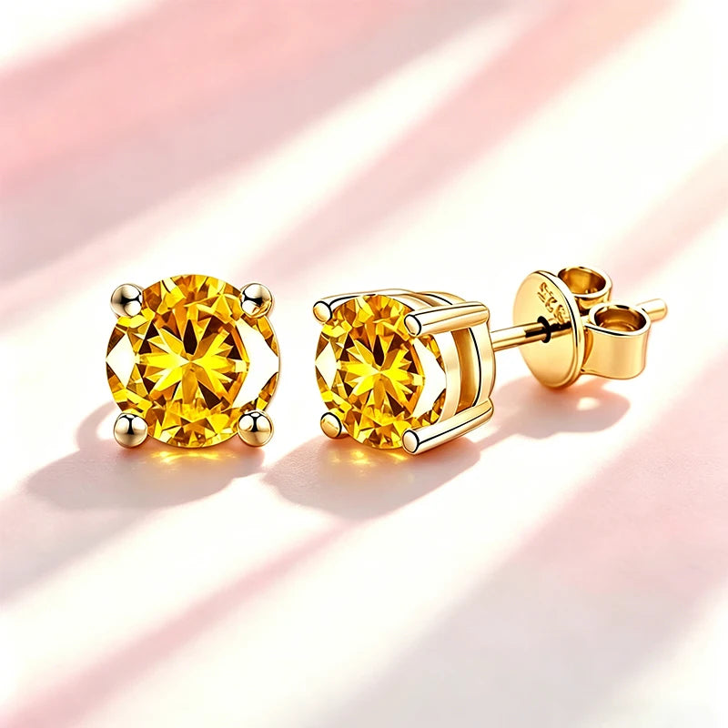 Classic 100% Moissanite Stud Earrings with Lace Six-Prong High-End Texture Elegant and Stylish Earrings