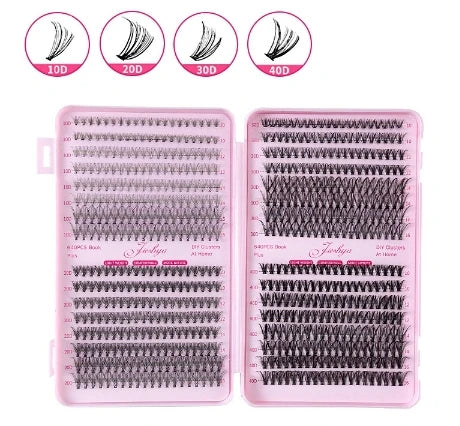 MIAOJIE False Eyelashes Clusters – Natural Thick Volume Individual Lash Extension Kit with Applicators