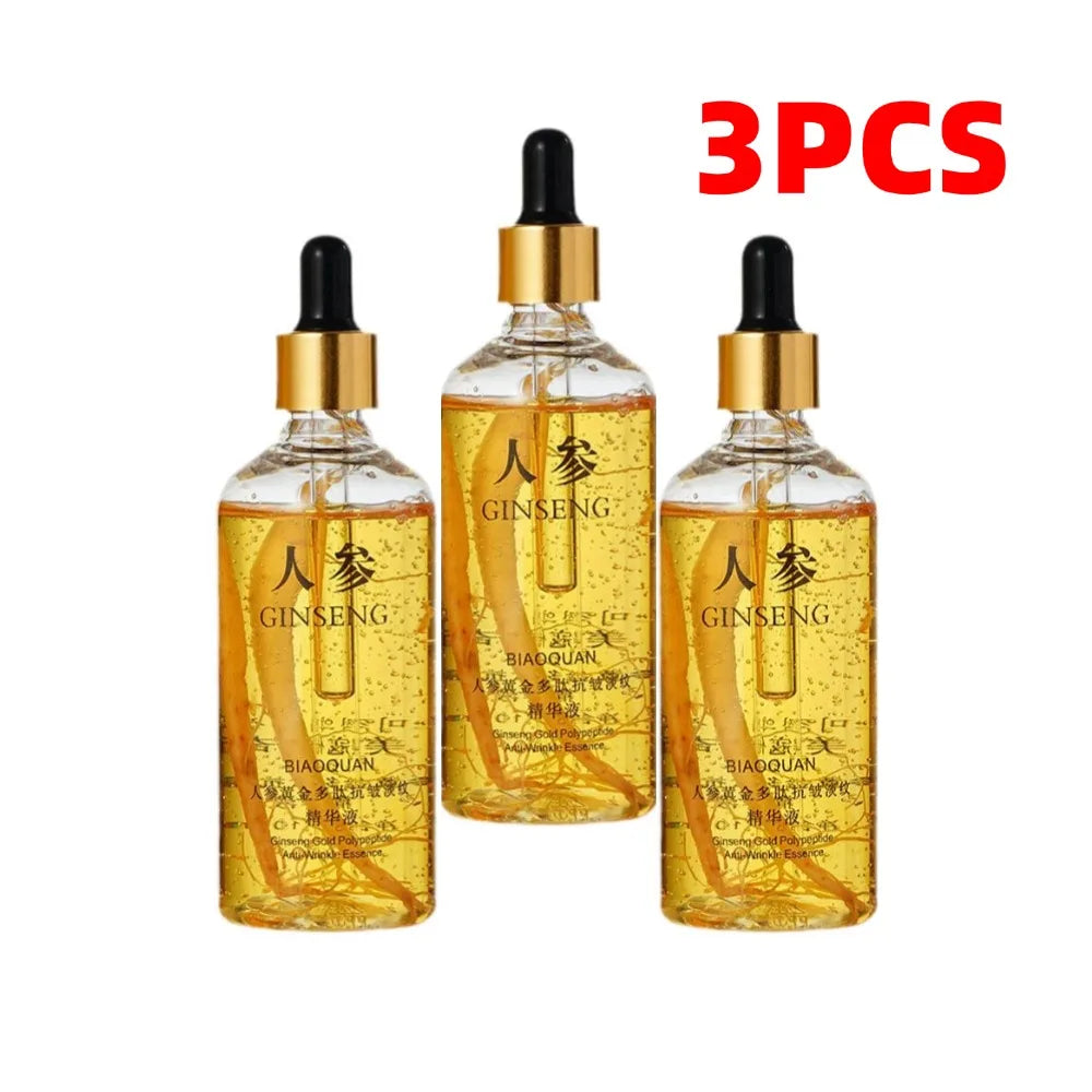 Gold Ginseng Face Serum 100ml Polypeptide Lightening Skin Moisturizing Facial Serum Smoothing Skin Care Products Deep Hydration