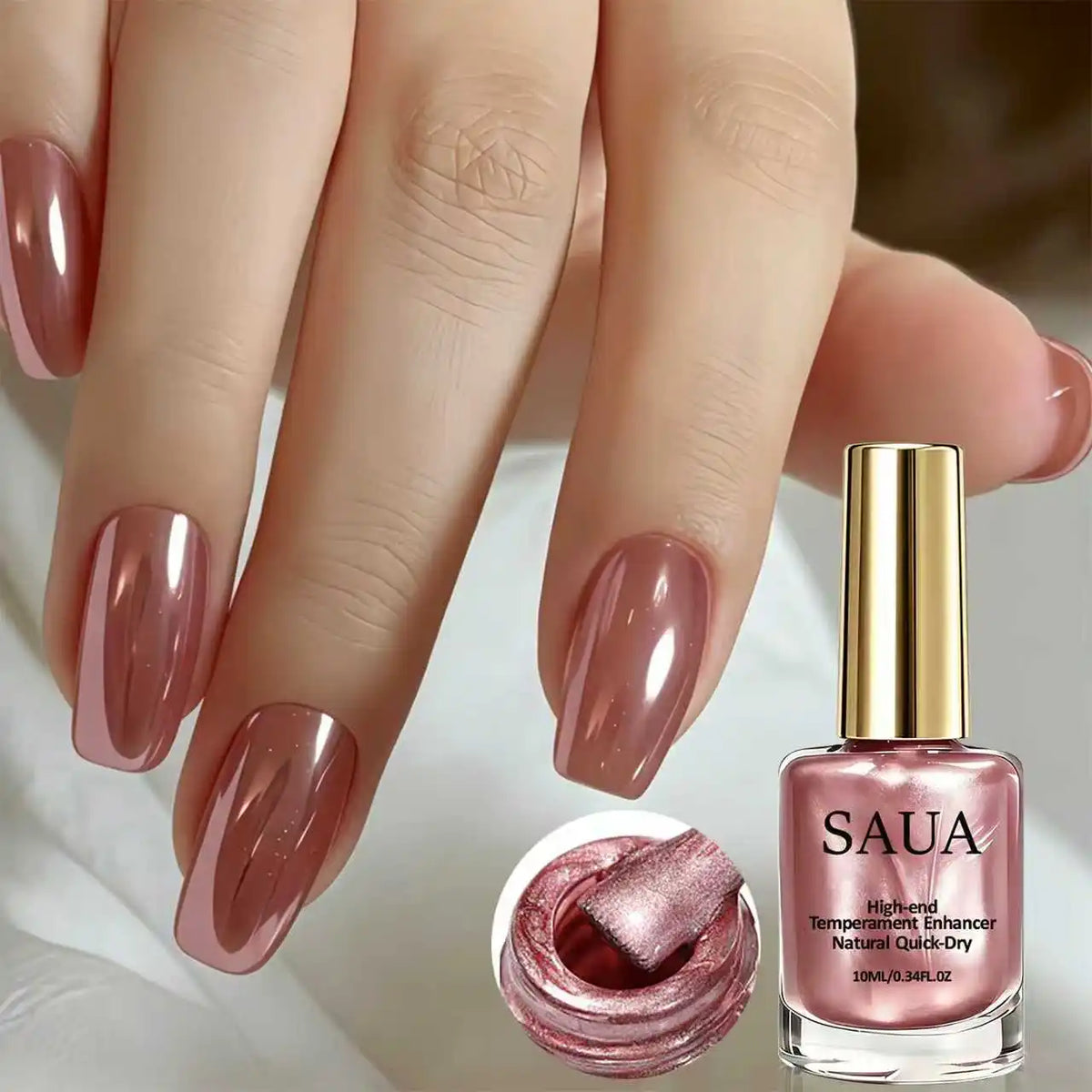 Rose Gold Metal Nail Polish, Fast Drying, No Baking, Lasting Improvement of Beauty, No Need for Light Nail Polish