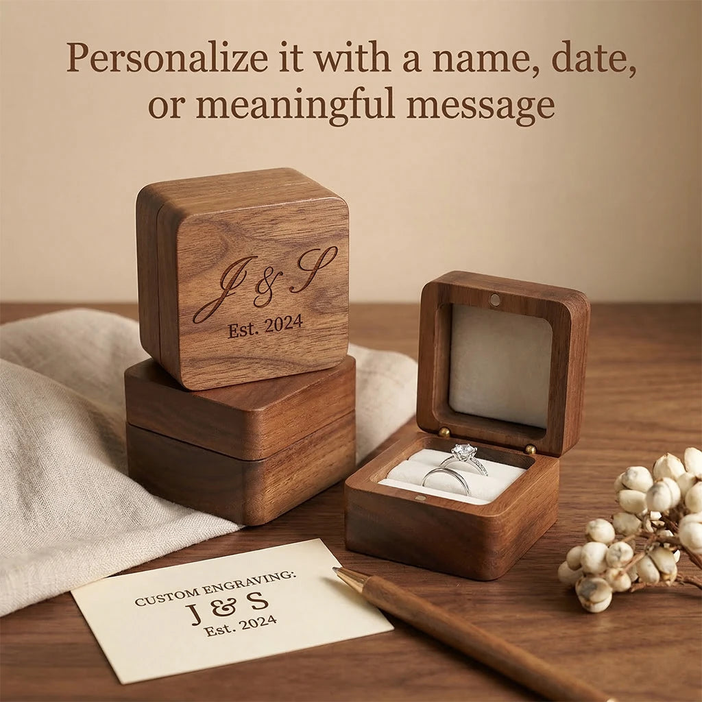 Wood Ring Box Wedding Jewelry Organizer Gift Box Personalized Engraving Proposal Ring Holder Bracelet Earring Packaging