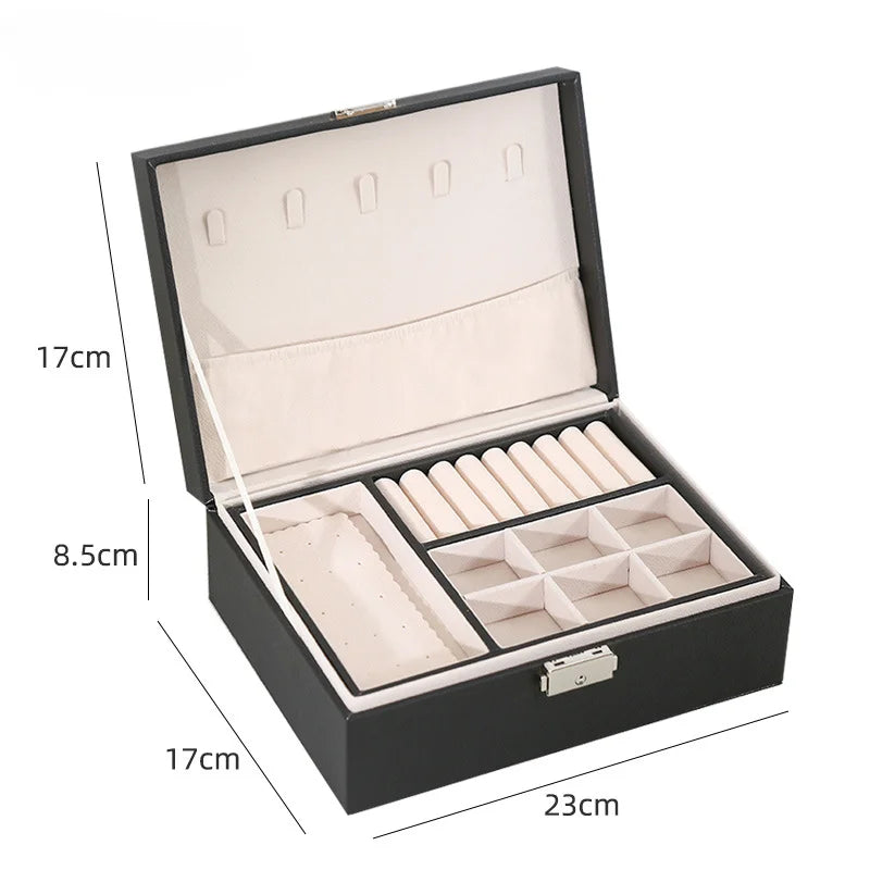 Organizer Box Double-Layer Jewelry Storage Box With Lock for Earrings, Necklaces and Other Accessories Organizing Box
