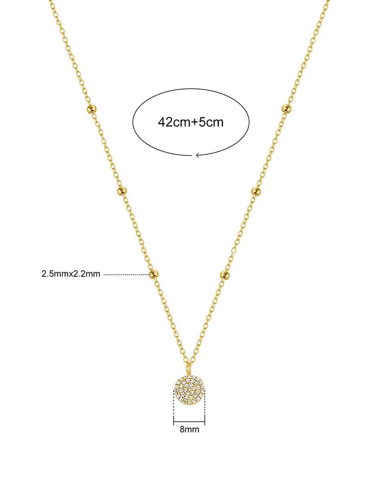 925 Sterling Silver Fashion Shiny Round Beads Halo Zircon Necklace For Women Engagement Wedding High Quality Fine Jewelry