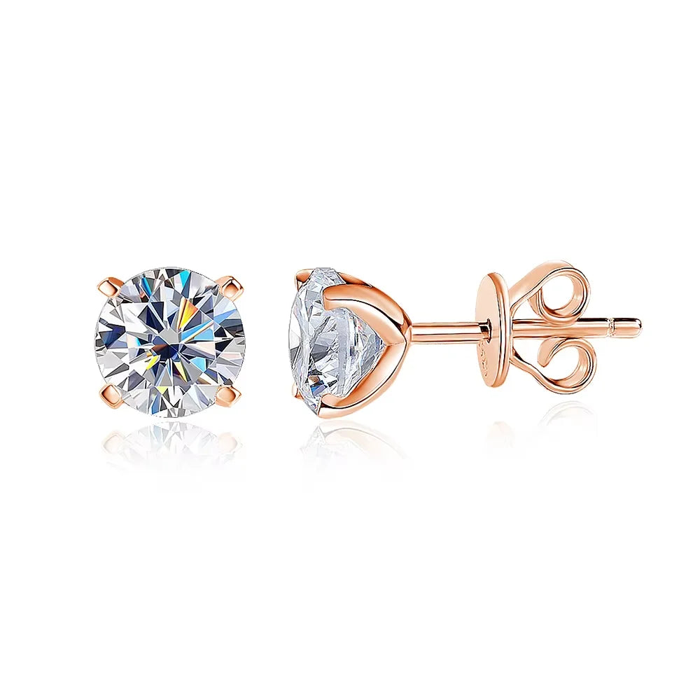 KNOBSPIN Moissanite Earring 0.2-2ct D VVS1 GRA Certified Lab Diamond 4 Claw s925 Sterling Silver Stud Earrings for Women Man