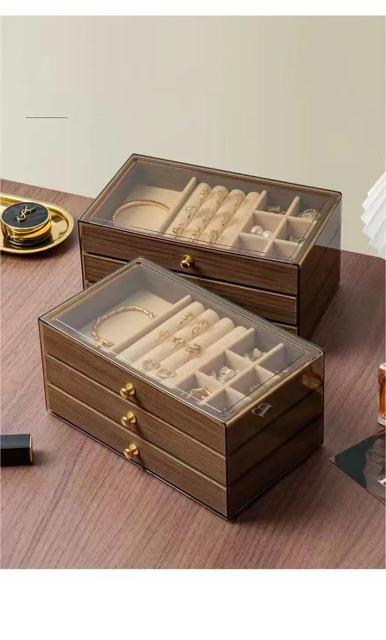 Multi-Layer Large Capaci Jewelry Box Der Design Earring Stud Ring Nelace Holder Ele Desktop Organizer