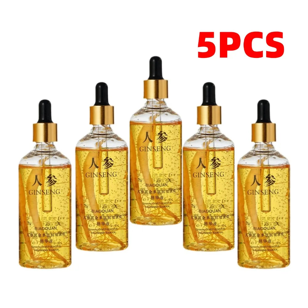 Gold Ginseng Face Serum 100ml Polypeptide Lightening Skin Moisturizing Facial Serum Smoothing Skin Care Products Deep Hydration
