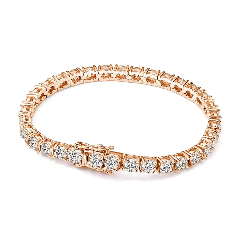 Knobspin 3mm 4mm Moissanite Tennis Bracelet Full Diamond GRA 925 Silver Plated 18k Wedding Party Jewelry Bracelets for Women Man