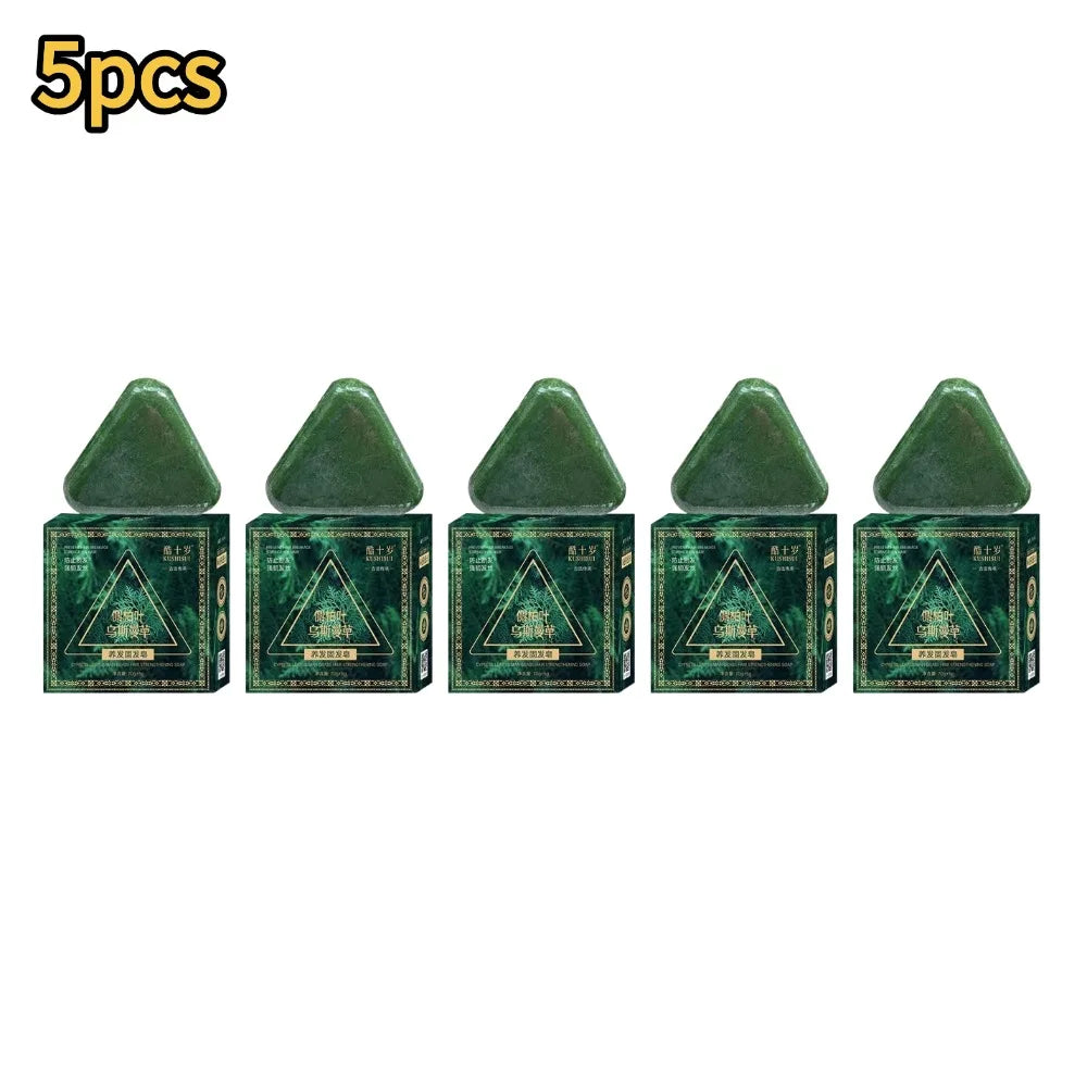 1-10PCS Triangle Shampoo Bar, Usman Grass Shampoo Bar,Nature Seven Green Soap Shampoo, Calming & Strengthens Hair for Women Men