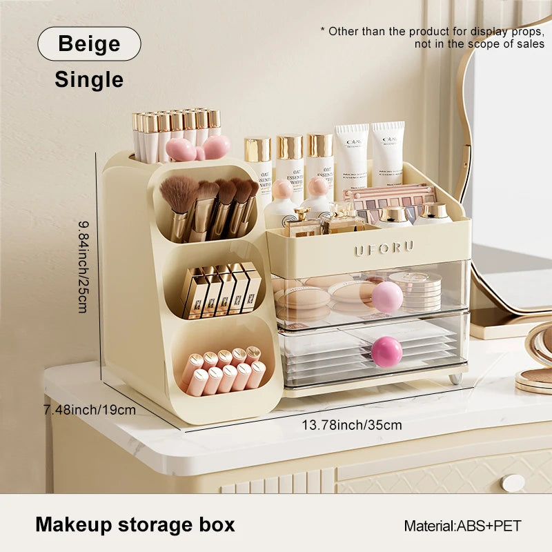 Uforu Back to School Cosmetics Storage Box - Large Capacity, Multifunctional Organizer for Student Dorm Room Tables
