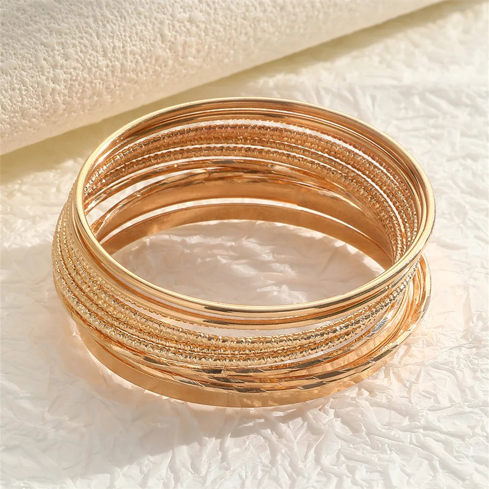 12pcs Punk Gold Color Chain Bracelets Set for Women Boho Thick Charm Curb Cuban Bracelet Bangles Fashion Jewelry Gift 2024 New