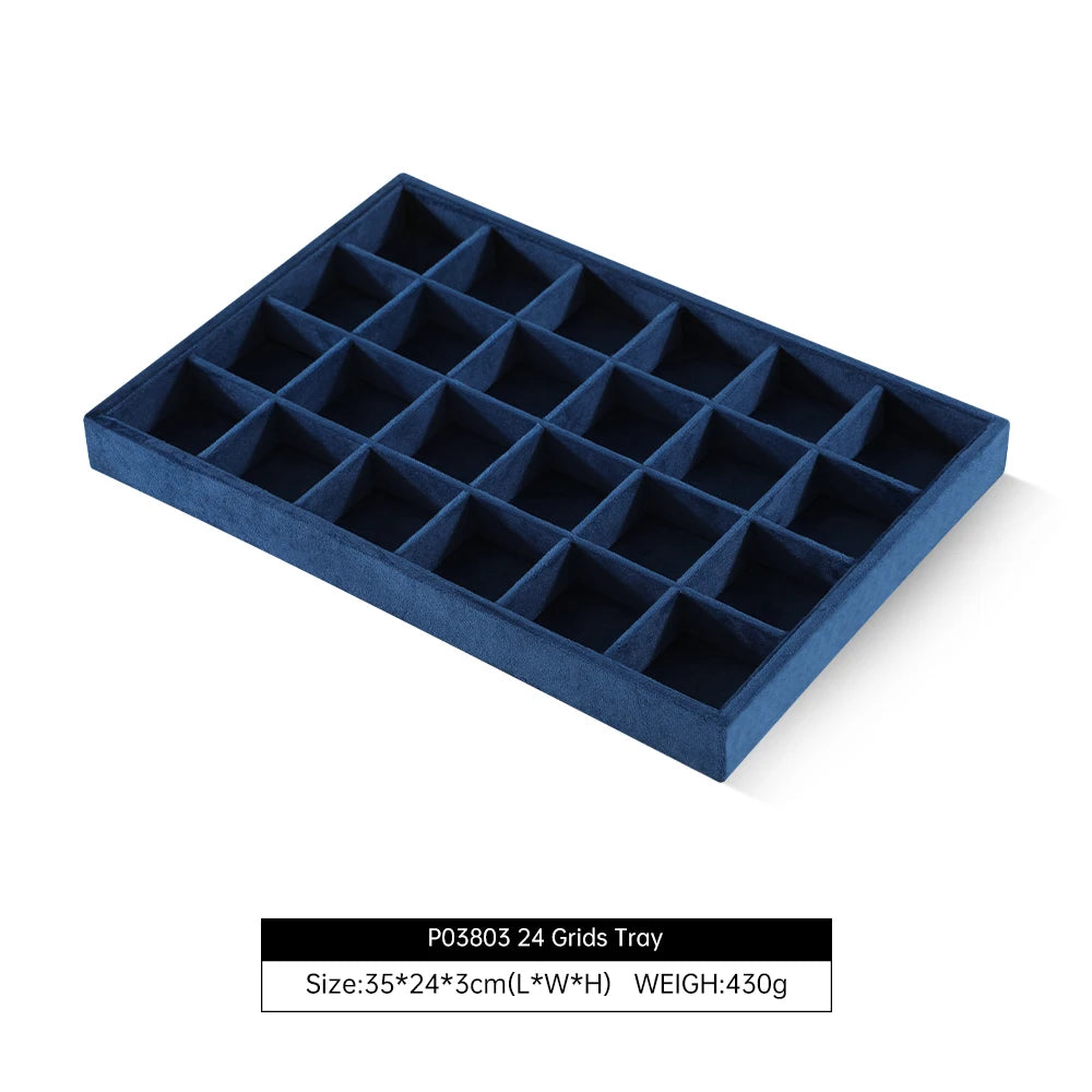 Yinbeini Velvet Ring Earring Bracelet Necklace Display Tray Table Top Stackable Drawer Storage Jewelry Organizer Tray P038
