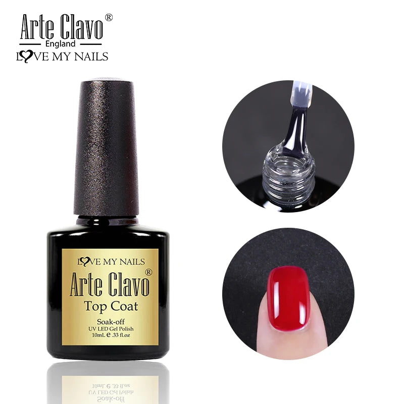 Arte Clavo 15ml Fashion Gel Nail Polish – HEMA & TPO Free Red Glitter UV LED Soak Off Nail Varnish