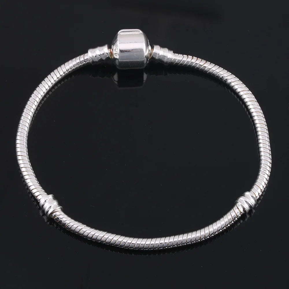 925 Sterling Silver Snake Chain DIY Charm Bracelet for Women Gift Jewelry with Bracelets for Women браслет серебряный