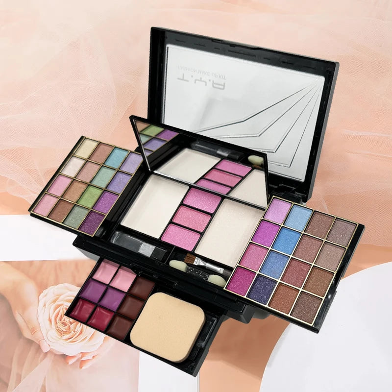 TYA Makeup Set 46 Colors Pearl Eye Shadow Powder Puff Powder Blusher Lip Gloss Set Combination T6145