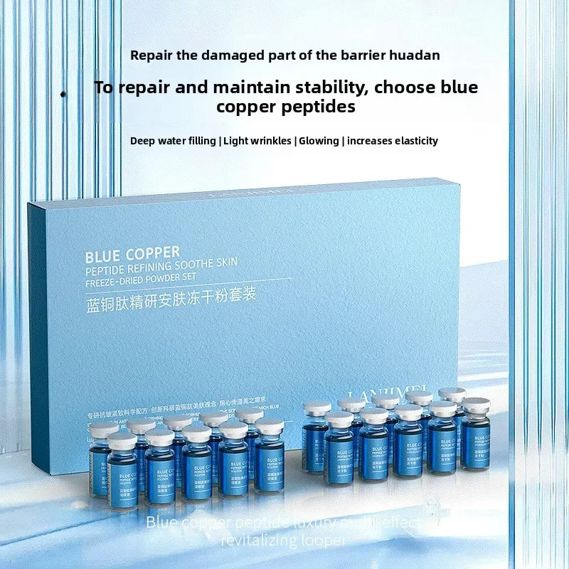 20pcs Blue Copper Peptide Freeze-Dried Powder Set Oligopeptide Anti Wrinkle Serum Shrink Pores