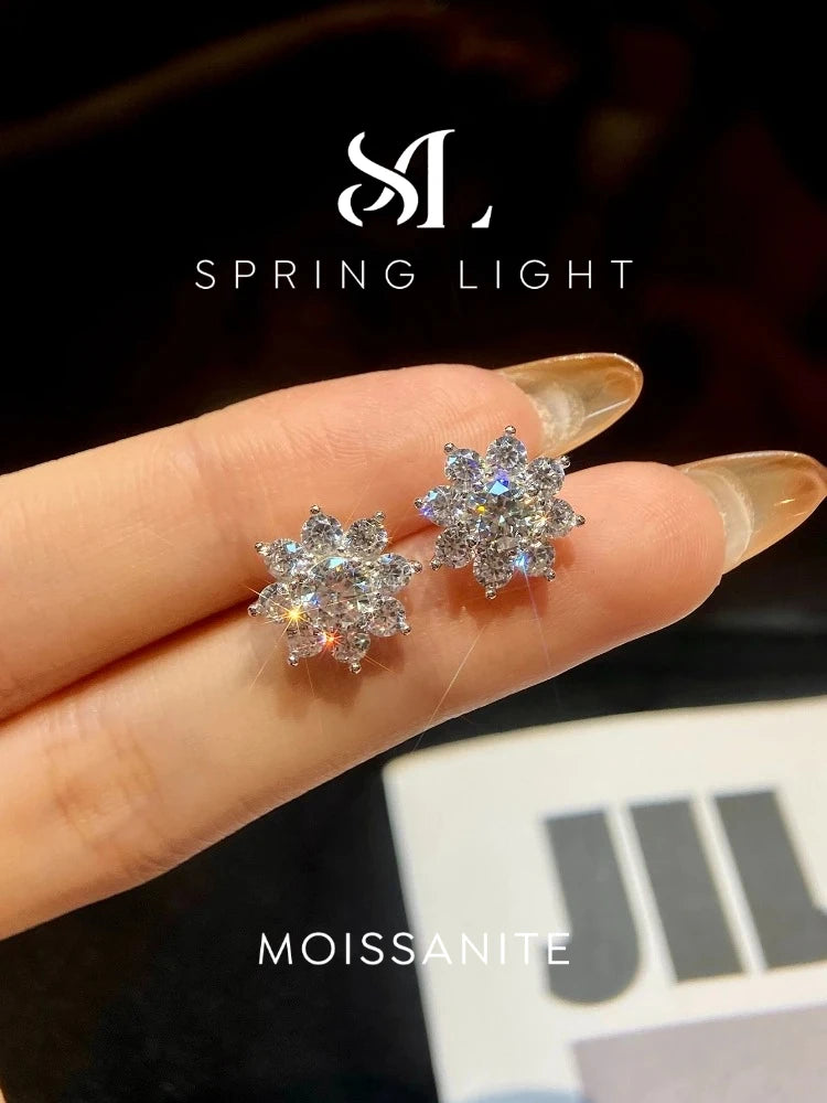 0.5CT Moissanite Diamond Flower Earrings for Women 925 Sterling Silver Solitaire Eternity Wedding Party Jewelry