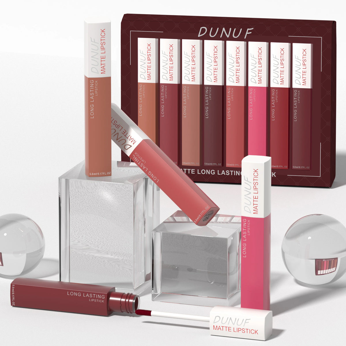 6Pcs/8Pcs Matte Lip Gloss Set – Long-Lasting Waterproof Lipstick, Anti-Sweat Non-Stick Liquid Lip Color, Highly Pigmented Lip Makeup