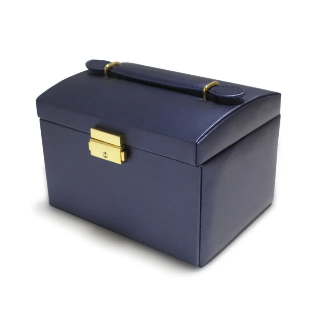 Three layer Woman Jewelry Box Large Capacity Drawer style Jewelry Organizer with Lock Leather Earrings Bracelets Display Stand