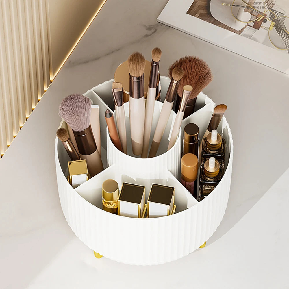 360 Rotating Makeup Desktop Cosmetic Storage Box Organizer Large Capacity for Bathroom Portable Lipstick Makeup Brush Pen Holder